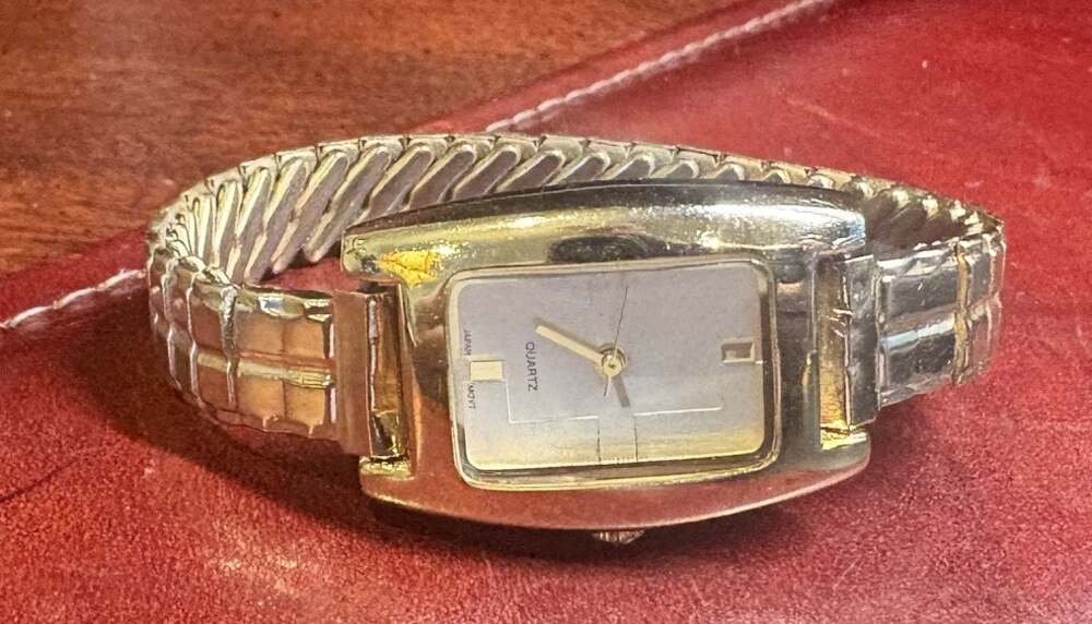 Women's 22mm Gold Tone Watch with Beige Band